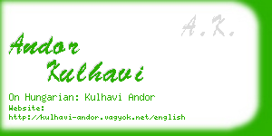 andor kulhavi business card